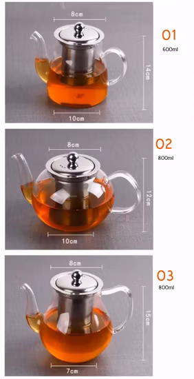Transparent Teapot Heat Resistant Glass Tea Pot with Infuser and Bamboo Lid