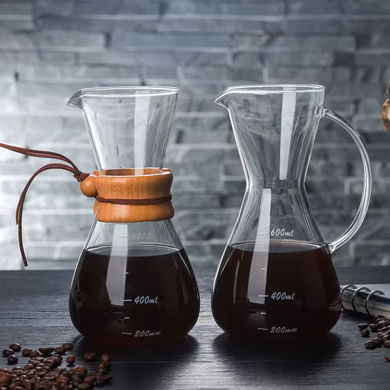 500ml Wooden Collar Glass Sharing Pot Tea Pot Coffee Server