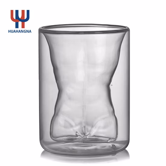 Double Wall Whiskey Cup Glass Mug Double Wall Unique Design with Man and Woman Body Creative Whiskey Cup