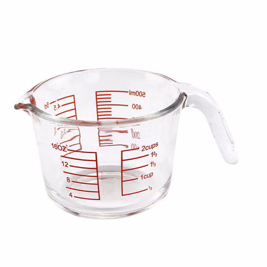 350ml 500ml 1000ml Glass Measuring Cup with Handle and Scale for Baking Cooking