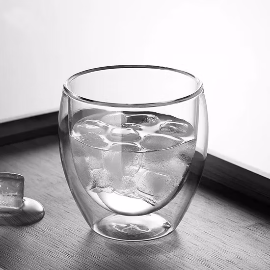 Wholesale 250ml Egg Shape Heat-Resistant High Borosilicate Double Wall Glass Cup