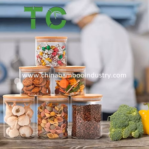 Cheap Price Glass Airtight Canisters with Bamboo Lid Set, Glass Food Storage Container, Pantry Organization and Storage Jars, Kitchen Canisters Sets
