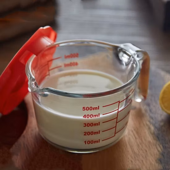 Cooking Microwaveable Hot Milk Glass Measuring Cup with Scale