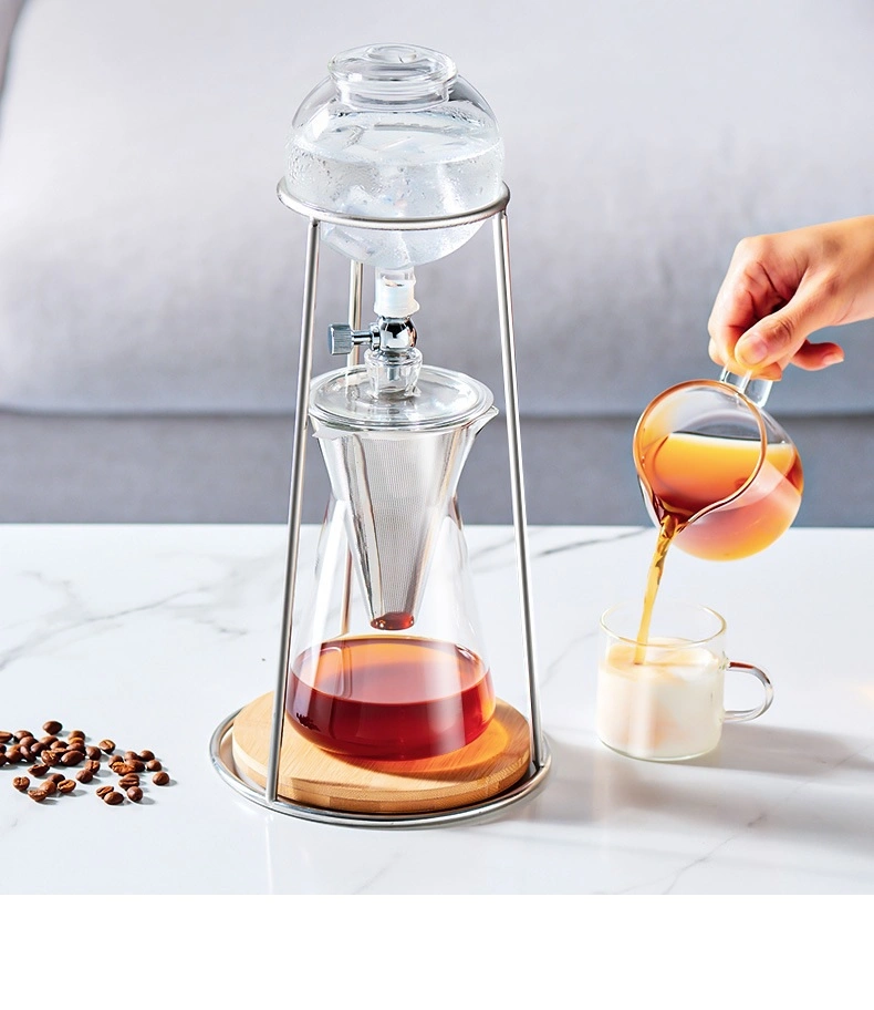 Eco-Friendly High Borosilicate Glass Hand Iced Drip Coffee Iced Tea Maker Cold Brew Pour Over Coffee Pot