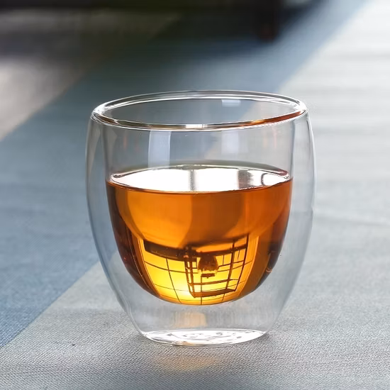 Customized Logo Tea Cup Insulated Coffee Double Wall Glass Mug