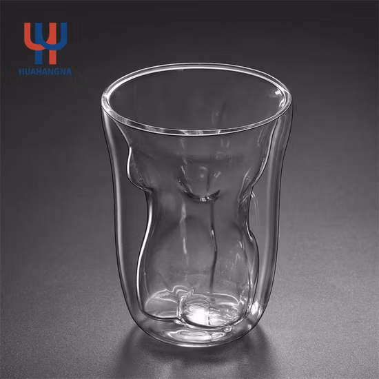 Double Wall Whiskey Cup Glass Mug Double Wall Unique Design with Man and Woman Body Creative Whiskey Cup