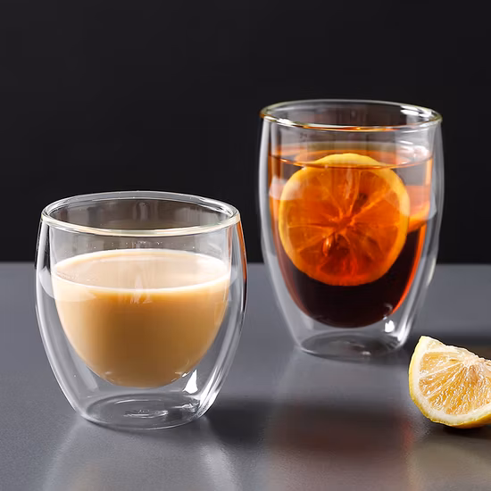 Customized Logo Tea Cup Insulated Coffee Double Wall Glass Mug