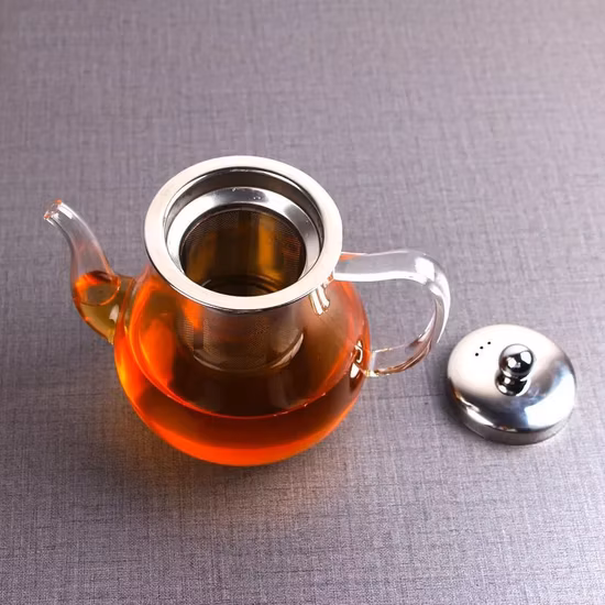 Transparent Teapot Heat Resistant Glass Tea Pot with Infuser and Bamboo Lid
