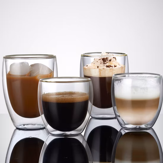Customized Logo Tea Cup Insulated Coffee Double Wall Glass Mug