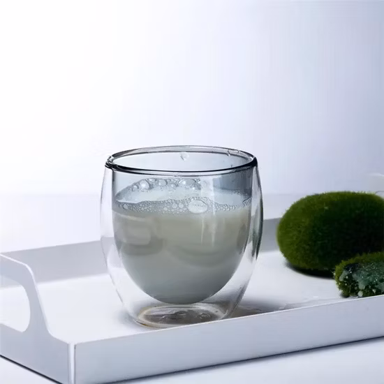 Wholesale 250ml Egg Shape Heat-Resistant High Borosilicate Double Wall Glass Cup
