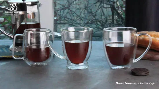 Рекламный подарок Стеклянная кофейная чашка с двойными стенками, кружка, легкая стеклянная кружка для питья, чашка 9,5 унций