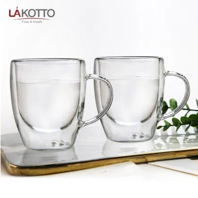 Высококачественная прозрачная чашка с двойными стенками, чашка для молока Lakotto, стеклянная кружка с двойными стенками