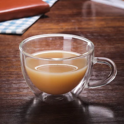 Элегантная цветная термостойкая кофейная чашка ручной работы с двойными стенками, стеклянная кружка